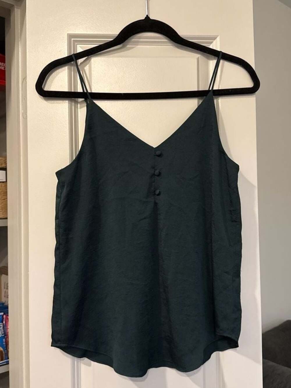 Express Dark Green Button Front V-Neck Camisole Size XS
